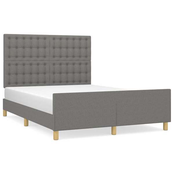 Voodiraam peatsiga, tumehall, 140 × 200 cm, kangas — mudel 3125382