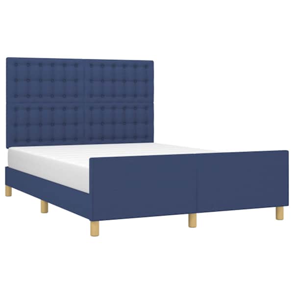 Voodiraam peatsiga, sinine, 140 × 200 cm, kangas — mudel 3125387