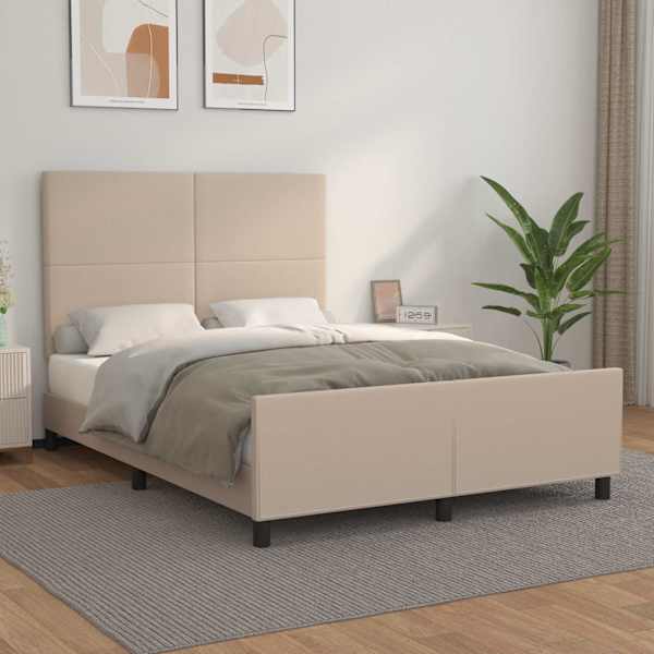 Voodiraam peatsiga, cappuccino, 140 × 190 cm, kunstnahk — mudel 3125450