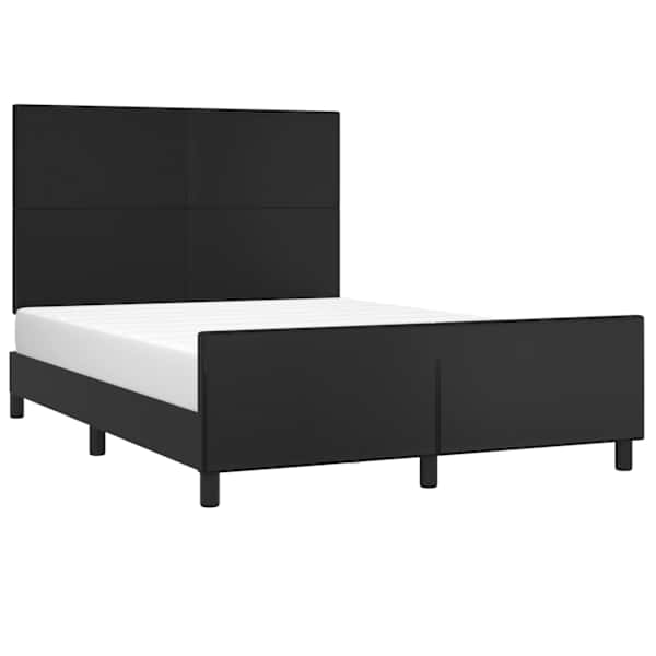 Voodiraam peatsiga, must, 140 × 200 cm, kunstnahk — mudel 3125451