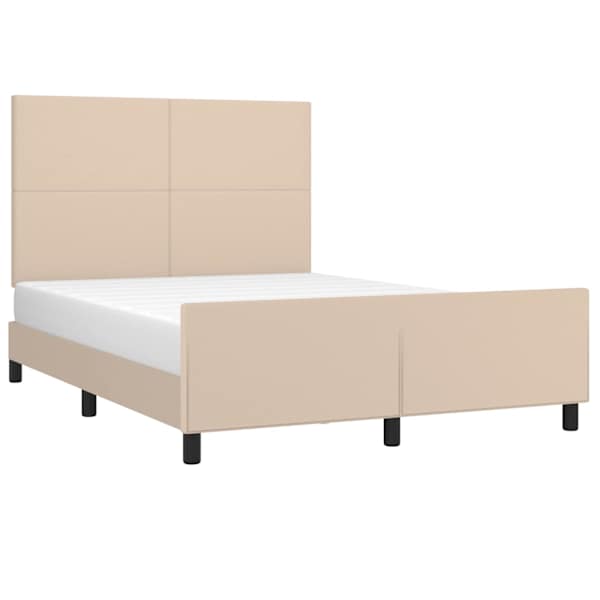 Voodiraam peatsiga, cappuccino, 140 × 200 cm, kunstnahk — mudel 3125456