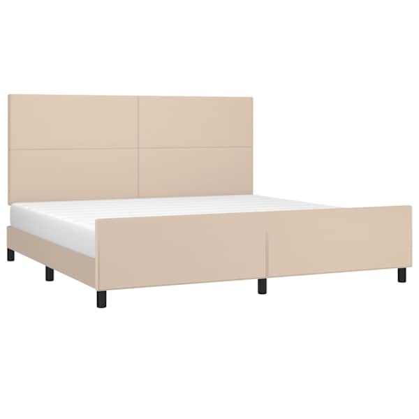Voodiraam peatsiga, cappuccino, 200 × 200 cm, kunstnahk — mudel 3125474