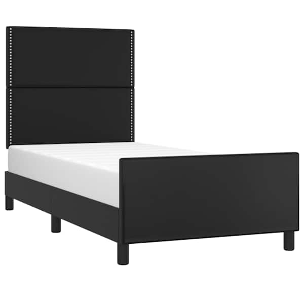 Voodiraam peatsiga, must, 100 × 200 cm, kunstnahk — mudel 3125494