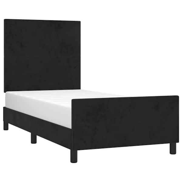 Voodiraam peatsiga, must, 80 × 200 cm, samet