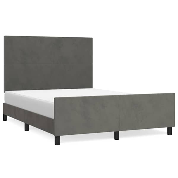 Voodiraam peatsiga, tumehall, 140 × 200 cm, samet — mudel 3125636