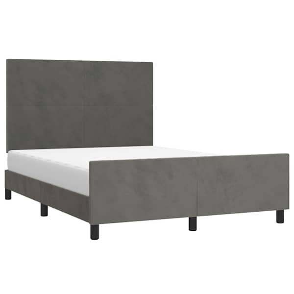 Voodiraam peatsiga, tumehall, 140 × 200 cm, samet — mudel 3125636