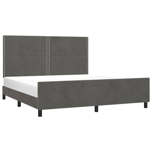 Voodiraam peatsiga, tumehall, 160 × 200 cm, samet — mudel 3125703