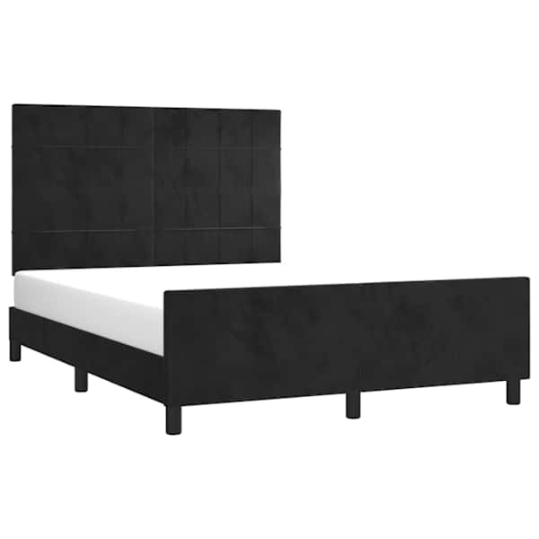 Voodiraam peatsiga, must, 140 × 190 cm, samet — mudel 3125753