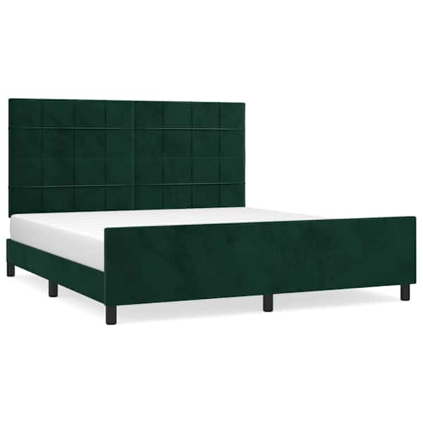 Voodiraam peatsiga, tumeroheline, 160 × 200 cm, samet — mudel 3125766
