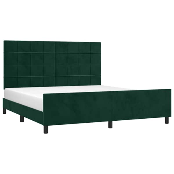 Voodiraam peatsiga, tumeroheline, 160 × 200 cm, samet — mudel 3125766