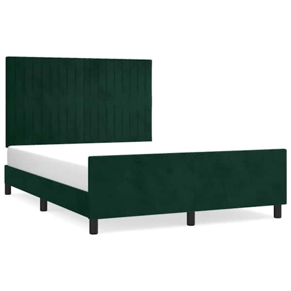 Voodiraam peatsiga, tumeroheline, 140 × 200 cm, samet — mudel 3125882