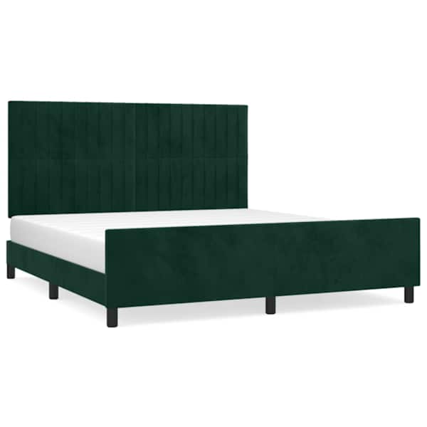 Voodiraam peatsiga, tumeroheline, 160 × 200 cm, samet — mudel 3125888