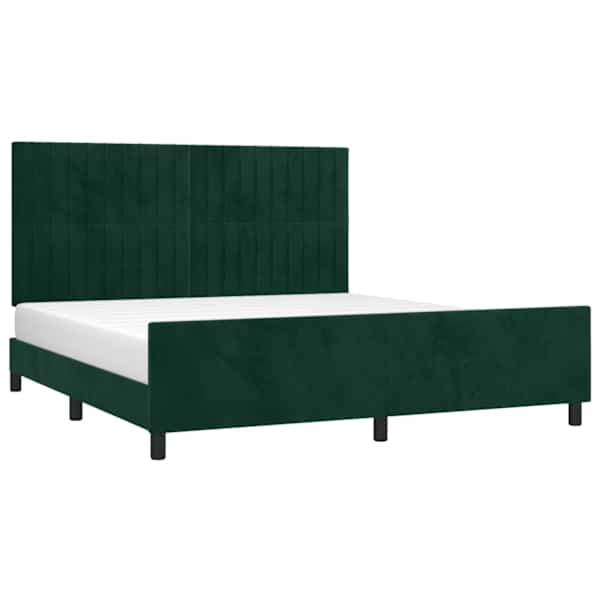 Voodiraam peatsiga, tumeroheline, 160 × 200 cm, samet — mudel 3125888