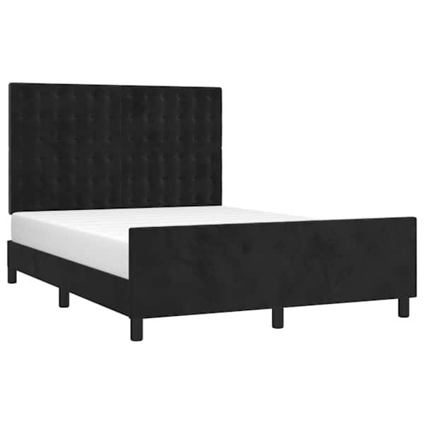 Voodiraam peatsiga, must, 140 × 190 cm, samet — mudel 3125997