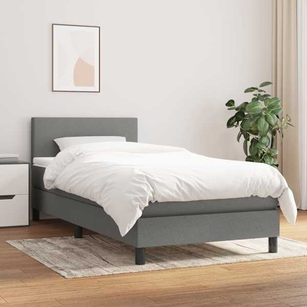 Kontinentaalvoodi koos madratsiga, tumehall, 100 × 200 cm, kangas — mudel 3139874