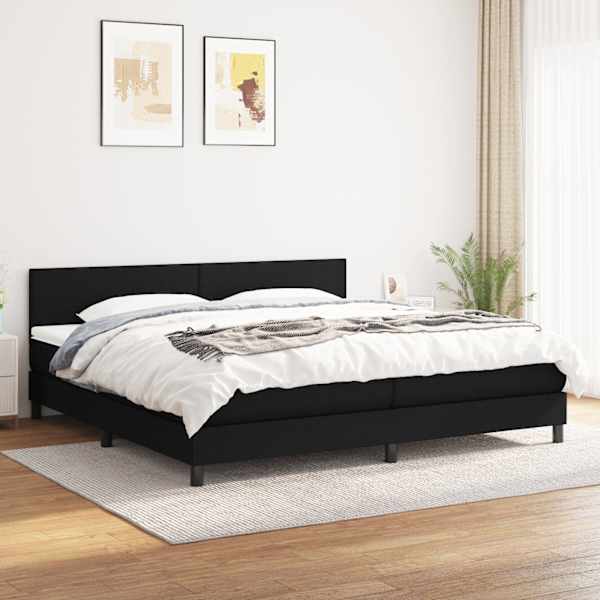 Kontinentaalvoodi koos 2 madratsiga, must, 200 × 200 cm, kangas — mudel 3139923