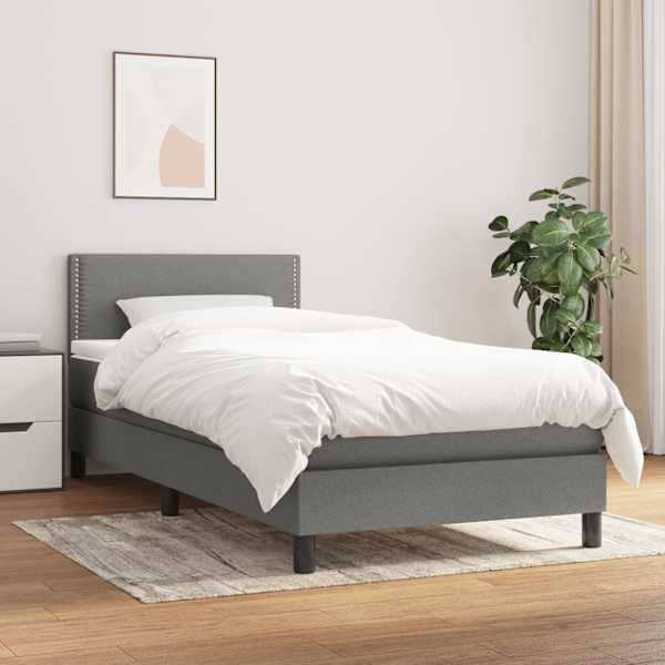 Kontinentaalvoodi koos madratsiga, tumehall, 100 × 200 cm, kangas — mudel 3139954