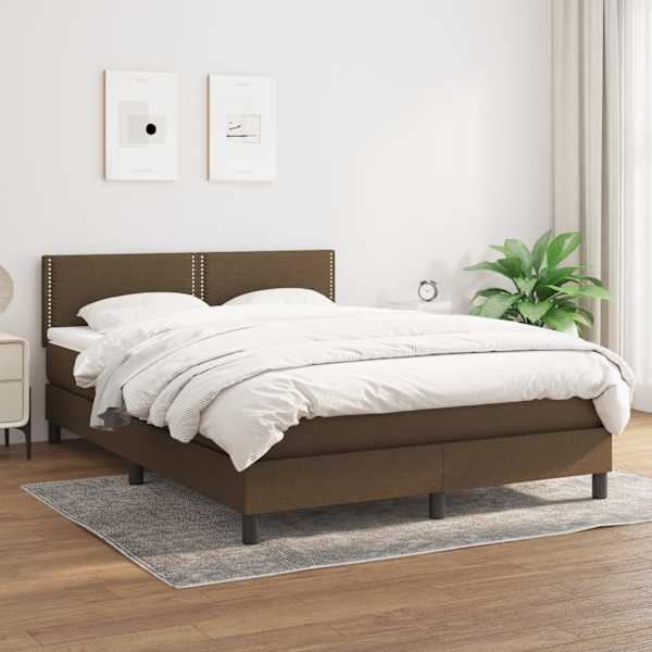 Kontinentaalvoodi koos madratsiga, tumepruun, 140 × 190 cm, kangas — mudel 3139972