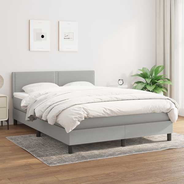 Kontinentaalvoodi koos madratsiga, helehall, 140 × 200 cm, kangas — mudel 3139977