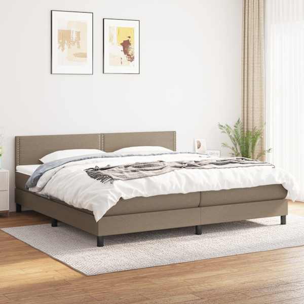 Kontinentaalvoodi koos 2 madratsiga, pruunikashall, 200 × 200 cm, kangas — mudel 3140005