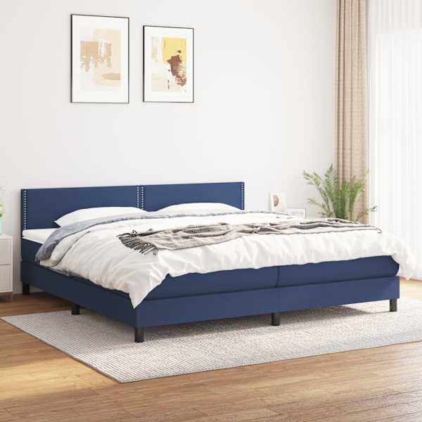 Kontinentaalvoodi koos 2 madratsiga, sinine, 200 × 200 cm, kangas — mudel 3140007