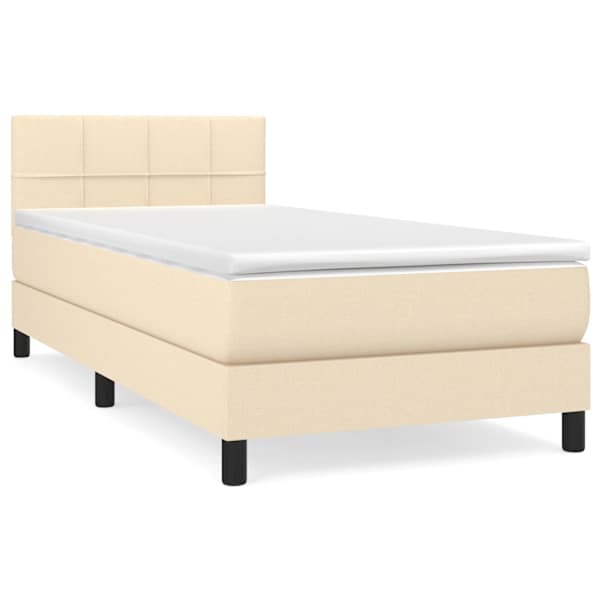 Kontinentaalvoodi koos madratsiga, kreemjasvalge, 100 × 200 cm, kangas — mudel 3140038