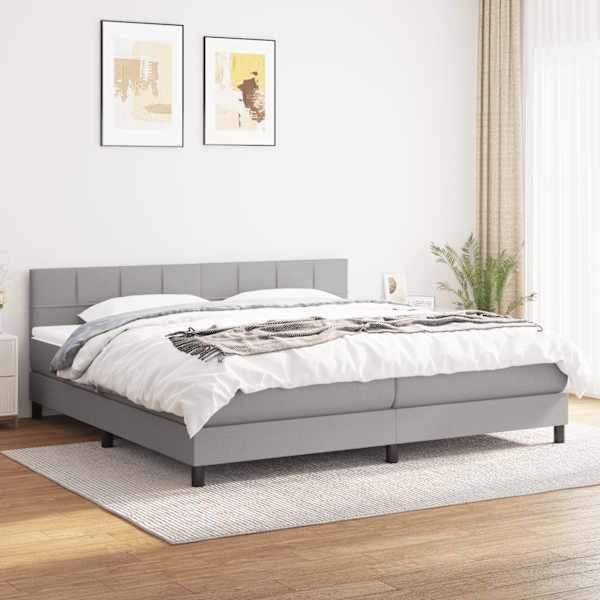 Kontinentaalvoodi koos madratsiga, helehall, 160 × 200 cm, kangas — mudel 3140065