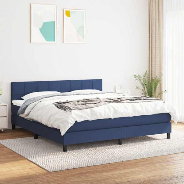 Kontinentaalvoodi koos madratsiga, sinine, 160 × 200 cm, kangas — mudel 3140071