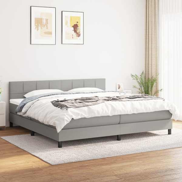 Kontinentaalvoodi koos madratsiga, helehall, 180 × 200 cm, kangas — mudel 3140073