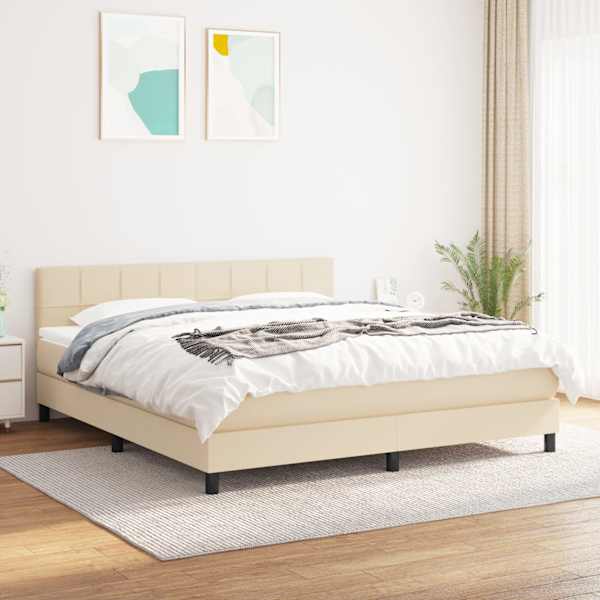 Kontinentaalvoodi koos madratsiga, kreemjasvalge, 180 × 200 cm, kangas — mudel 3140078