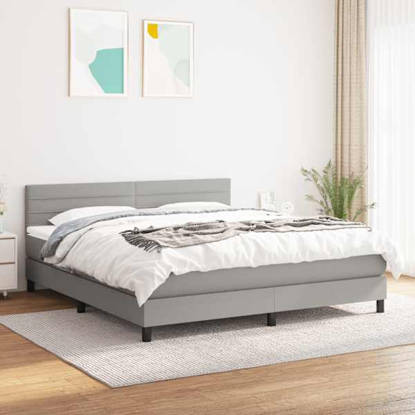Kontinentaalvoodi koos madratsiga, helehall, 160 × 200 cm, kangas — mudel 3140145