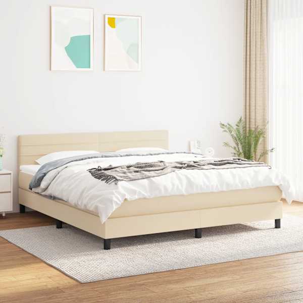 Kontinentaalvoodi koos madratsiga, kreemjasvalge, 180 × 200 cm, kangas — mudel 3140158