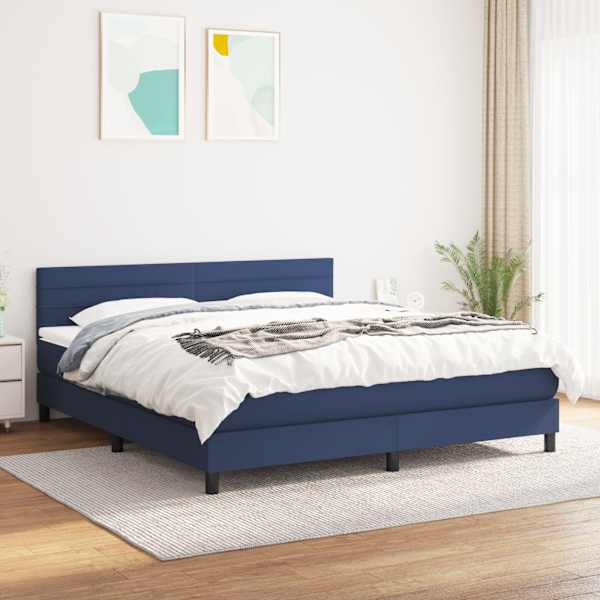 Kontinentaalvoodi koos madratsiga, sinine, 180 × 200 cm, kangas — mudel 3140159
