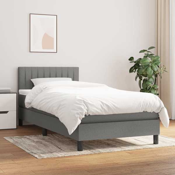 Kontinentaalvoodi koos madratsiga, tumehall, 100 × 200 cm, kangas — mudel 3140194