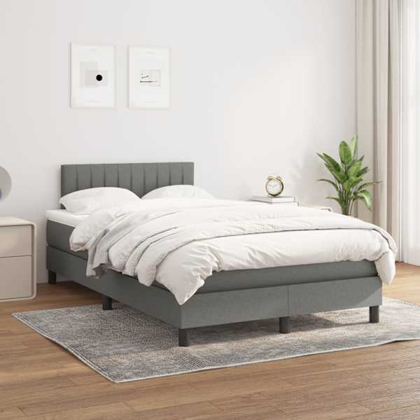 Kontinentaalvoodi koos madratsiga, tumehall, 120 × 200 cm, kangas — mudel 3140202