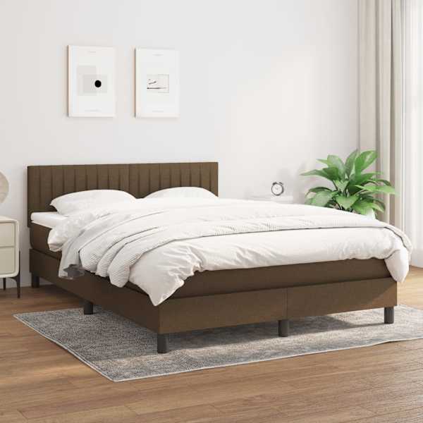 Kontinentaalvoodi koos madratsiga, tumepruun, 140 × 200 cm, kangas — mudel 3140220