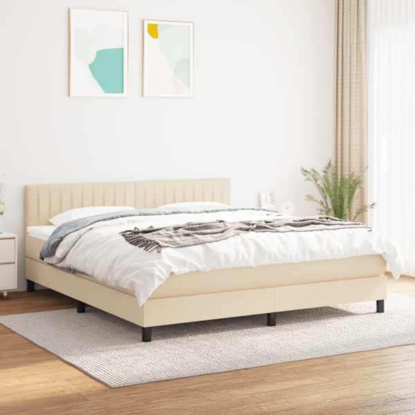 Kontinentaalvoodi koos madratsiga, kreemjasvalge, 180 × 200 cm, kangas — mudel 3140238