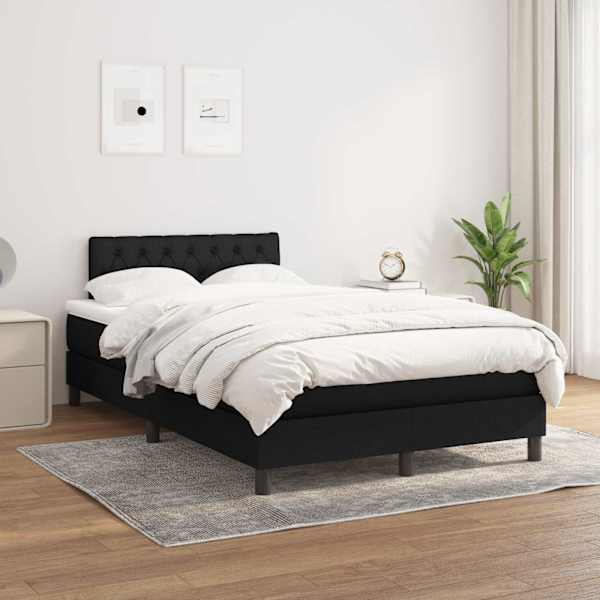 Kontinentaalvoodi koos madratsiga, must, 120 × 200 cm, kangas — mudel 3140283