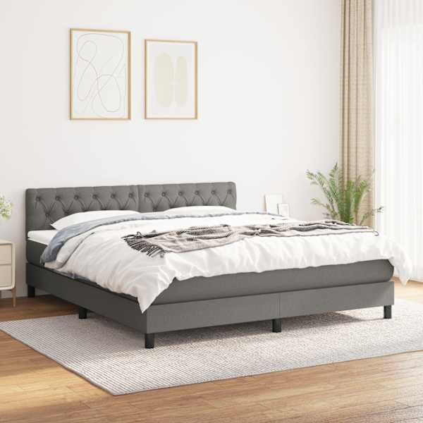 Kontinentaalvoodi koos madratsiga, tumehall, 160 × 200 cm, kangas — mudel 3140306