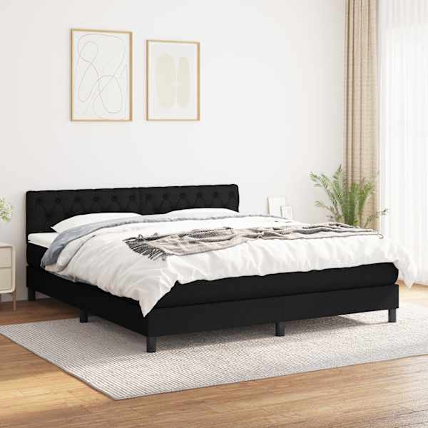 Kontinentaalvoodi koos madratsiga, must, 160 × 200 cm, kangas — mudel 3140307