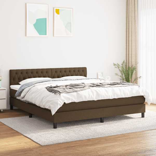 Kontinentaalvoodi koos madratsiga, tumepruun, 180 × 200 cm, kangas — mudel 3140316