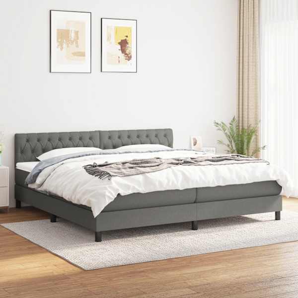 Kontinentaalvoodi koos 2 madratsiga, tumehall, 200 × 200 cm, kangas — mudel 3140322