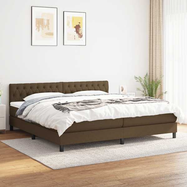 Kontinentaalvoodi koos 2 madratsiga, tumepruun, 200 × 200 cm, kangas — mudel 3140324