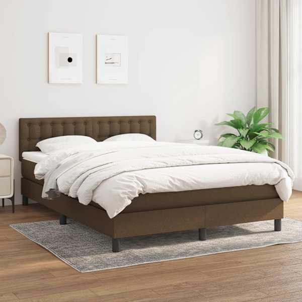Kontinentaalvoodi koos madratsiga, tumepruun, 140 × 200 cm, kangas — mudel 3140380