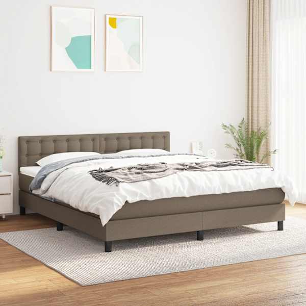 Kontinentaalvoodi koos madratsiga, pruunikashall, 180 × 200 cm, kangas — mudel 3140397
