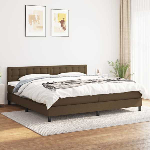 Kontinentaalvoodi koos 2 madratsiga, tumepruun, 200 × 200 cm, kangas — mudel 3140404