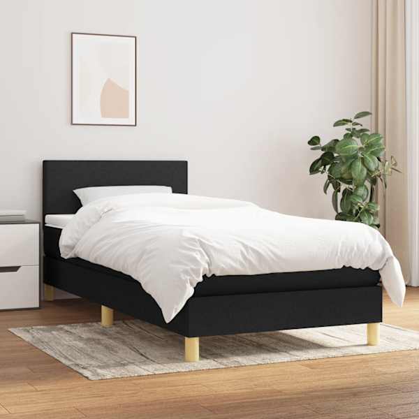 Kontinentaalvoodi koos madratsiga, must, 100 × 200 cm, kangas — mudel 3140435