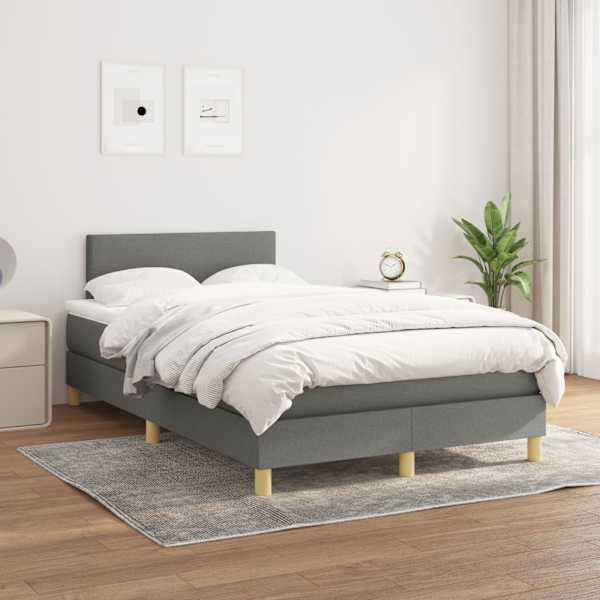 Kontinentaalvoodi koos madratsiga, tumehall, 120 × 200 cm, kangas — mudel 3140442