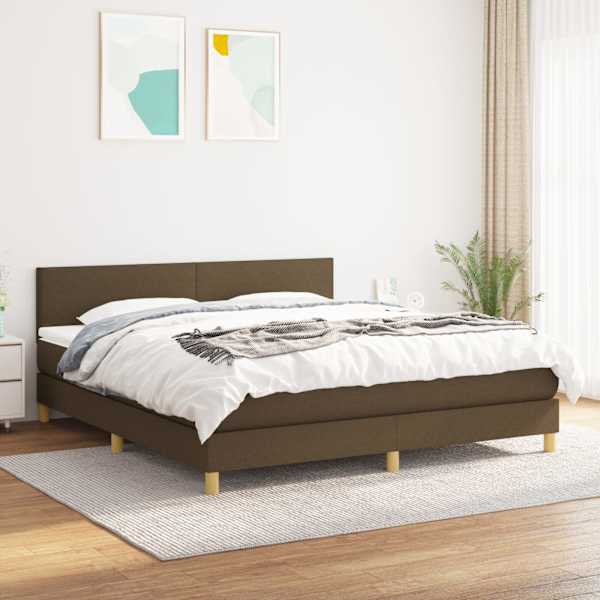 Kontinentaalvoodi koos madratsiga, tumepruun, 160 × 200 cm, kangas — mudel 3140468