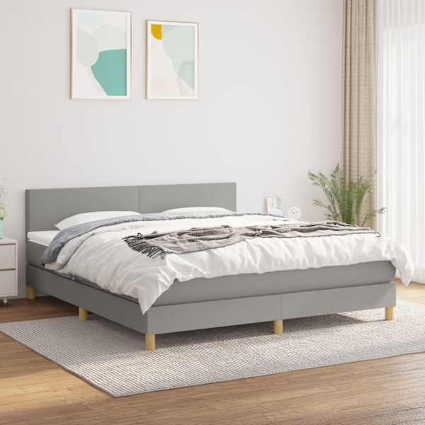 Kontinentaalvoodi koos madratsiga, helehall, 180 × 200 cm, kangas — mudel 3140473